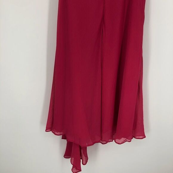 David’s‎ Bridal One Shoulder Dress Womens 8 Pink Chiffon Flowy Summer Bridesmaid - Picture 7 of 11